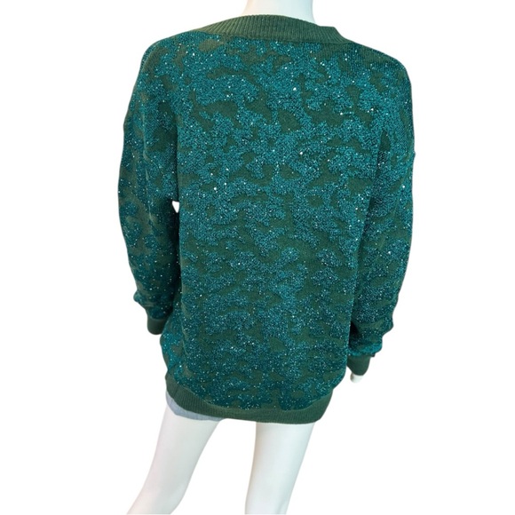 Beautiful shimmer olive holiday sweater S/M M/L combo size - Picture 6 of 9